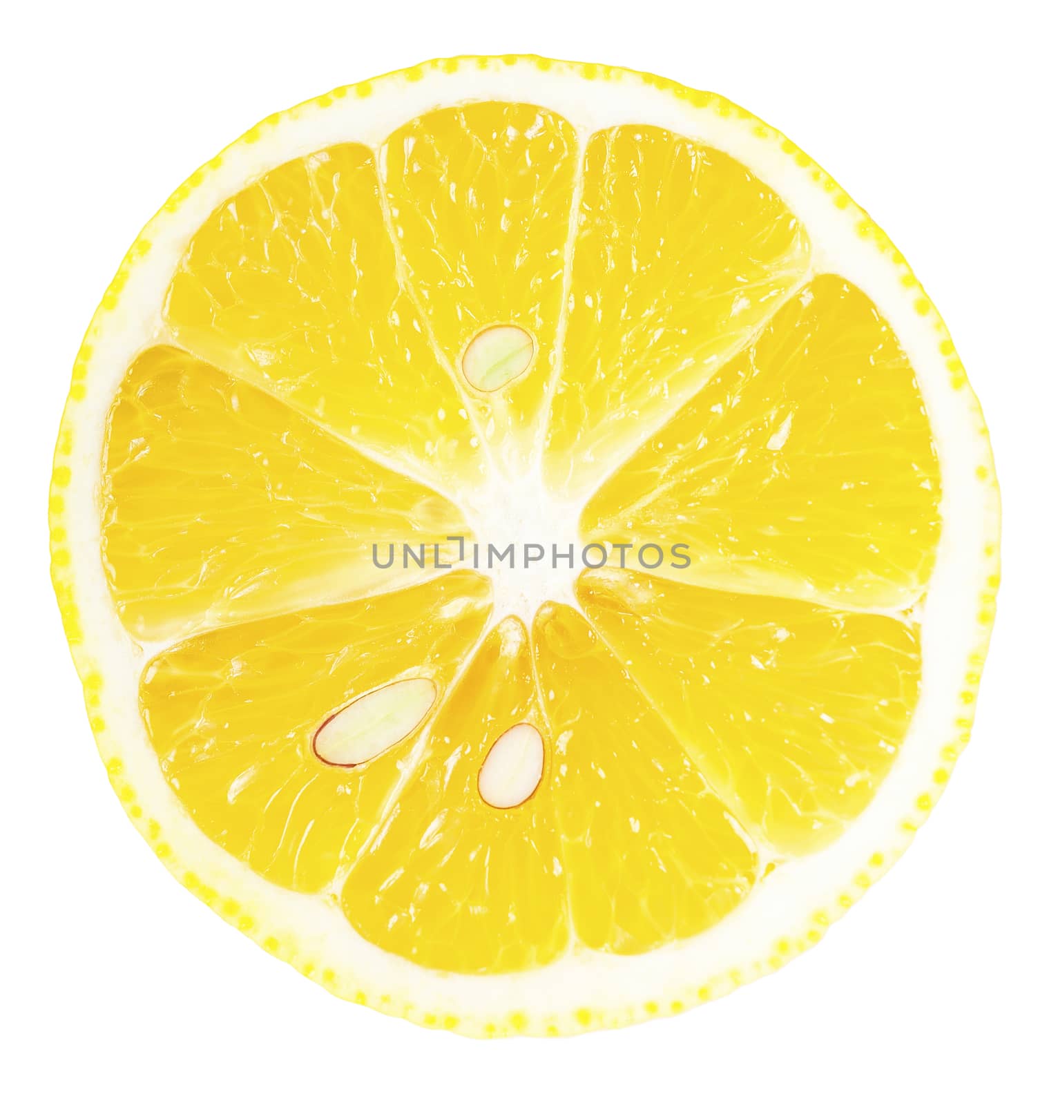 ripe lemon slice isolated on white background