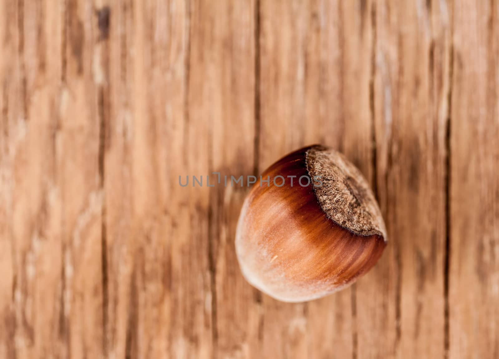 whole wood nut close-up on wooden background