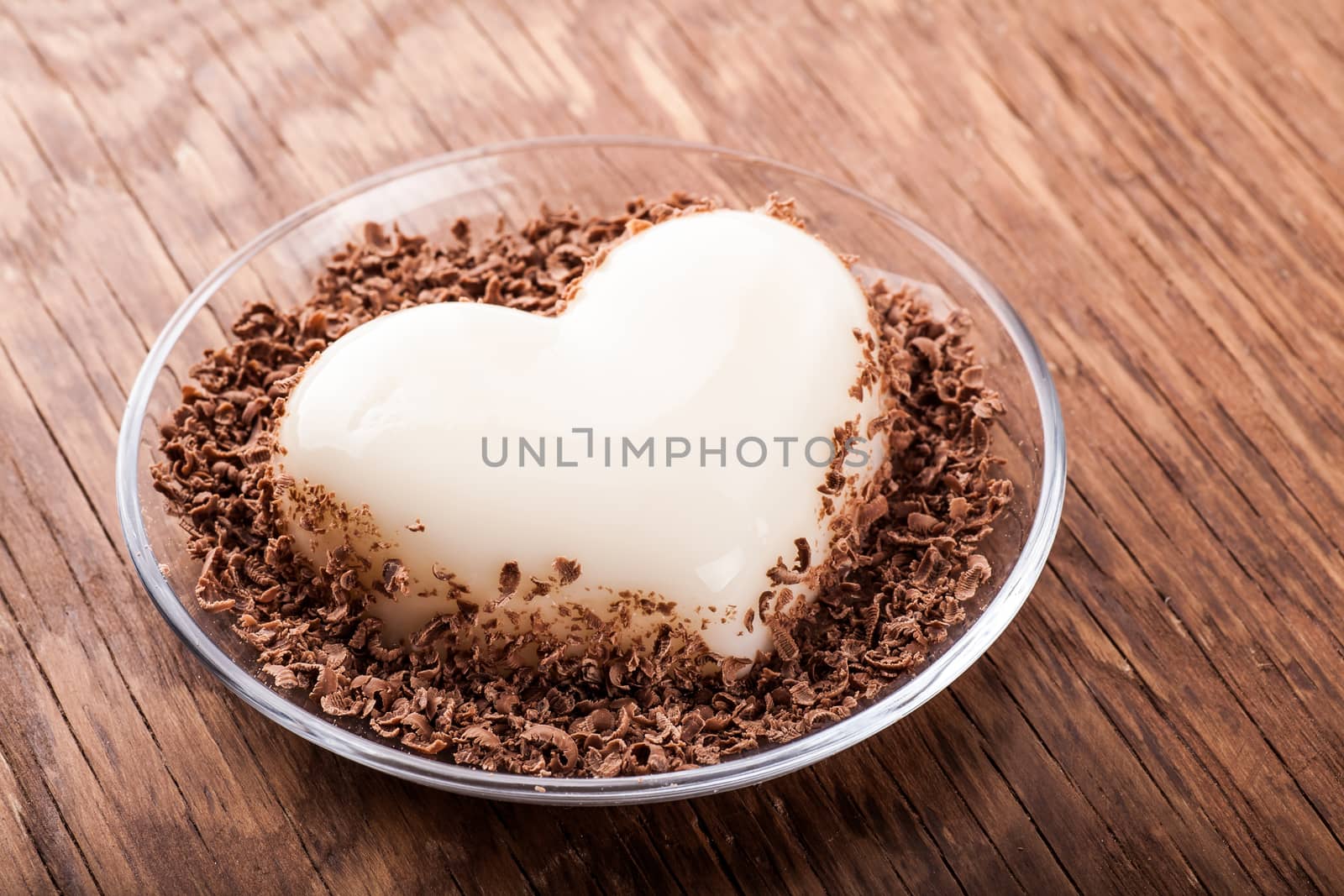 jelly in the form of heart close-up on wooden background