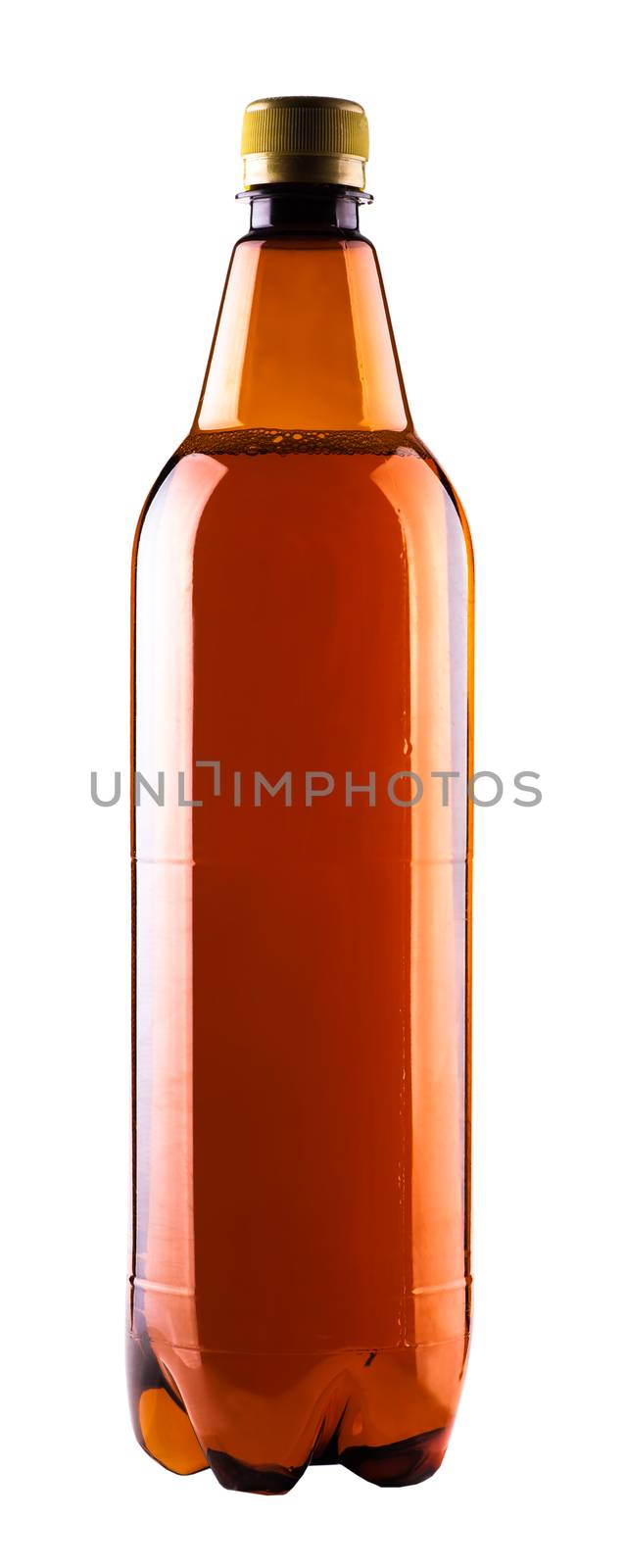 beer in a plastic bottle isolated on a white background