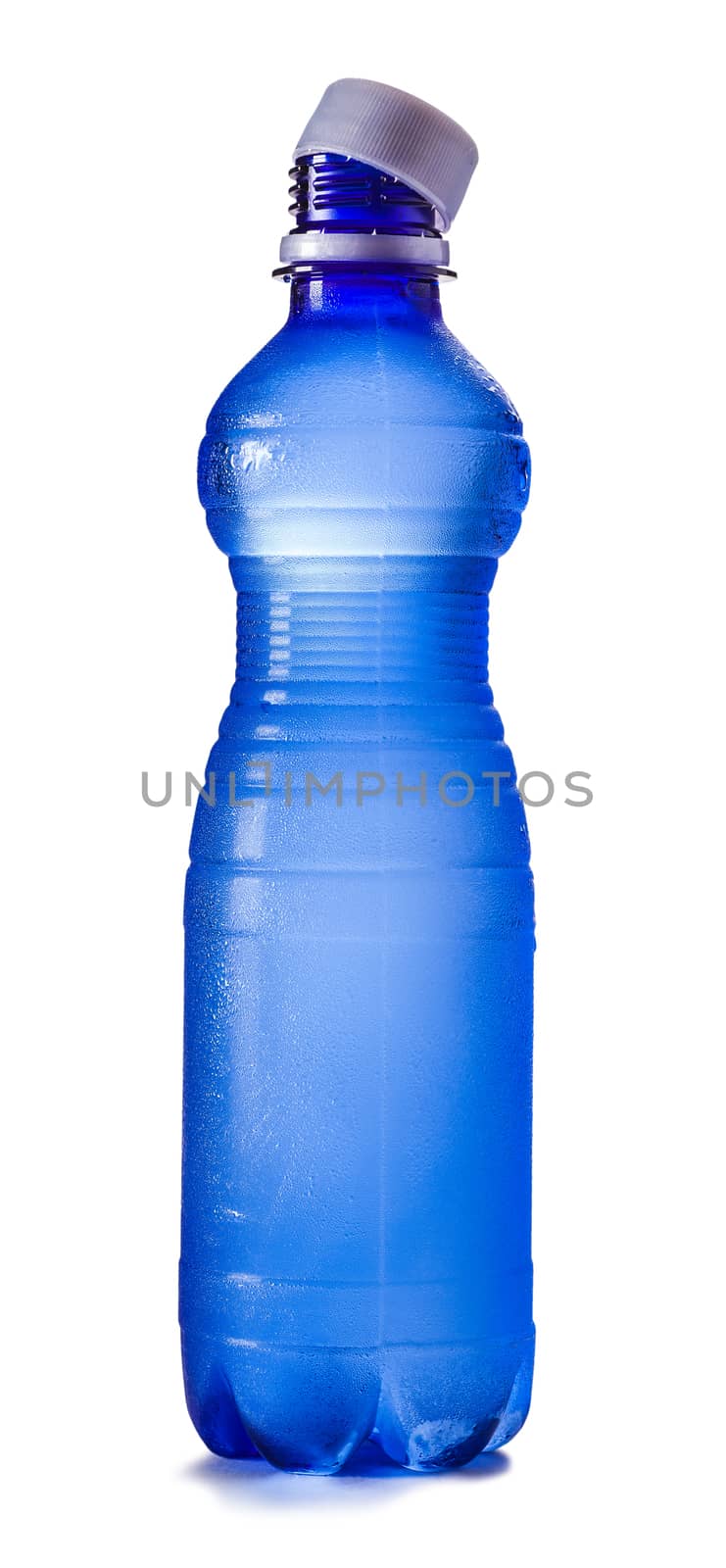 open bottle of water isolated on a white background