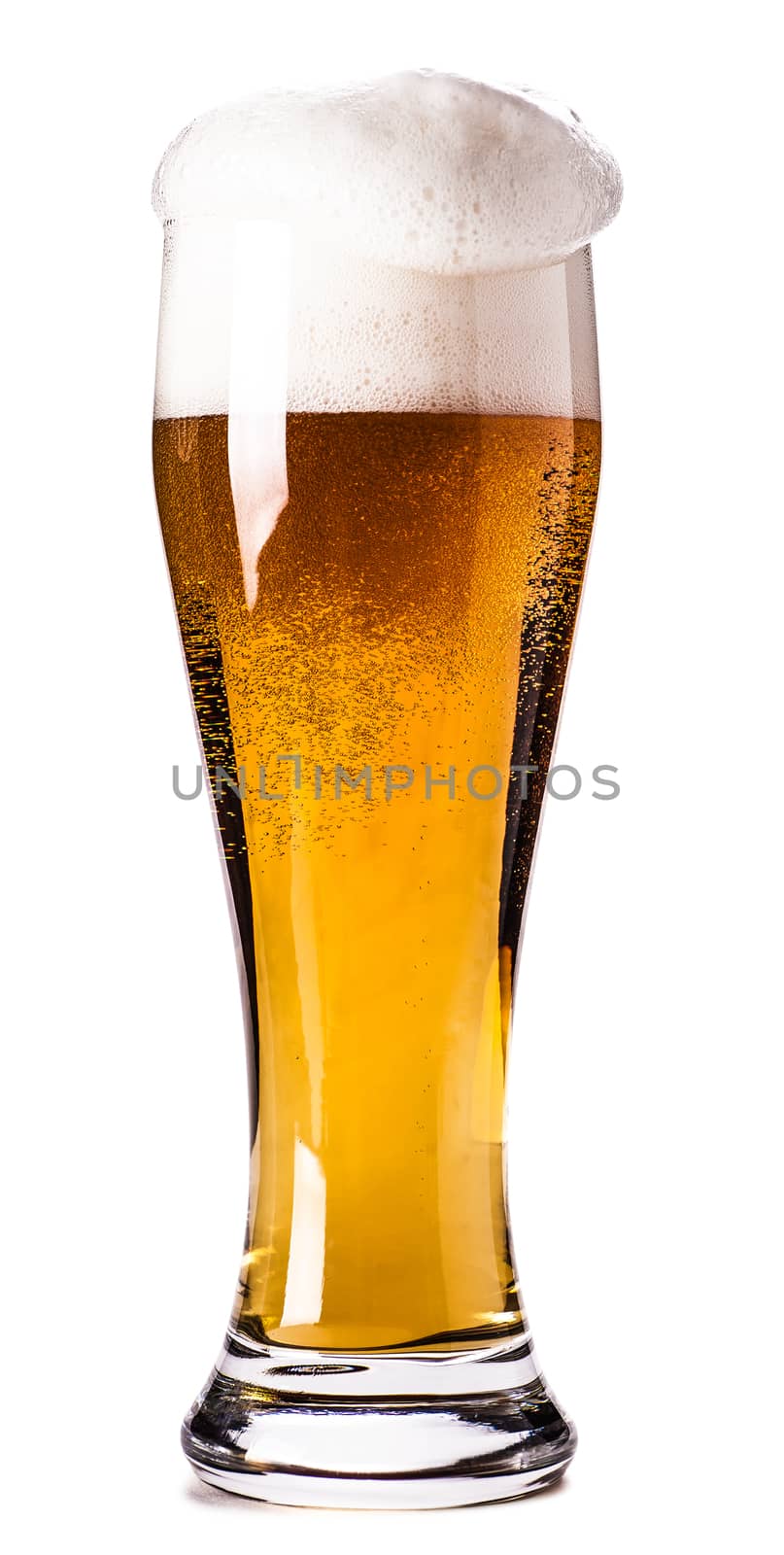 full glass of beer isolated on a white background