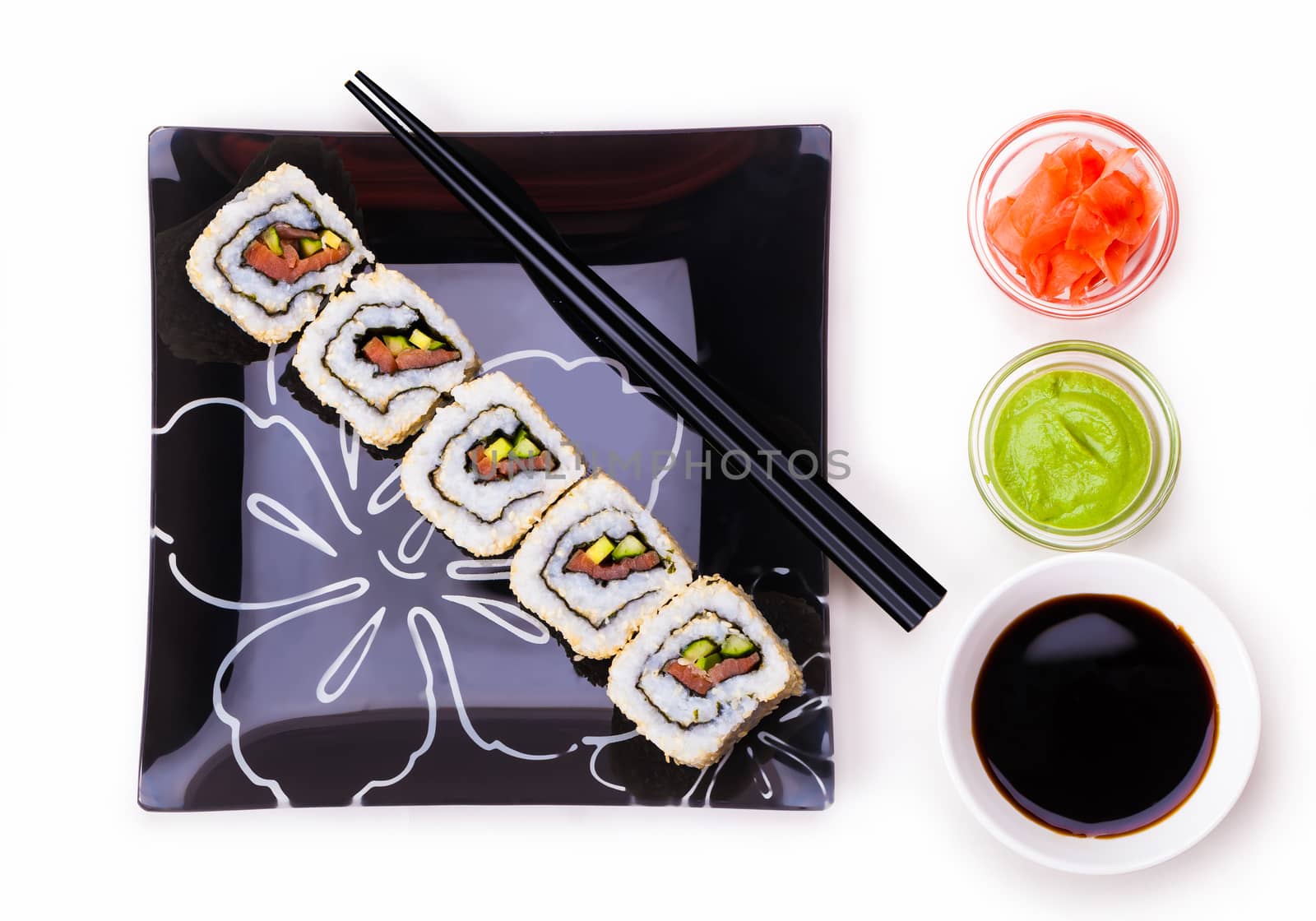 fresh sushi roll closeup by MegaArt
