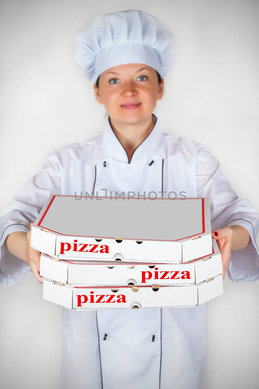 cook with a pizza in box  by MegaArt