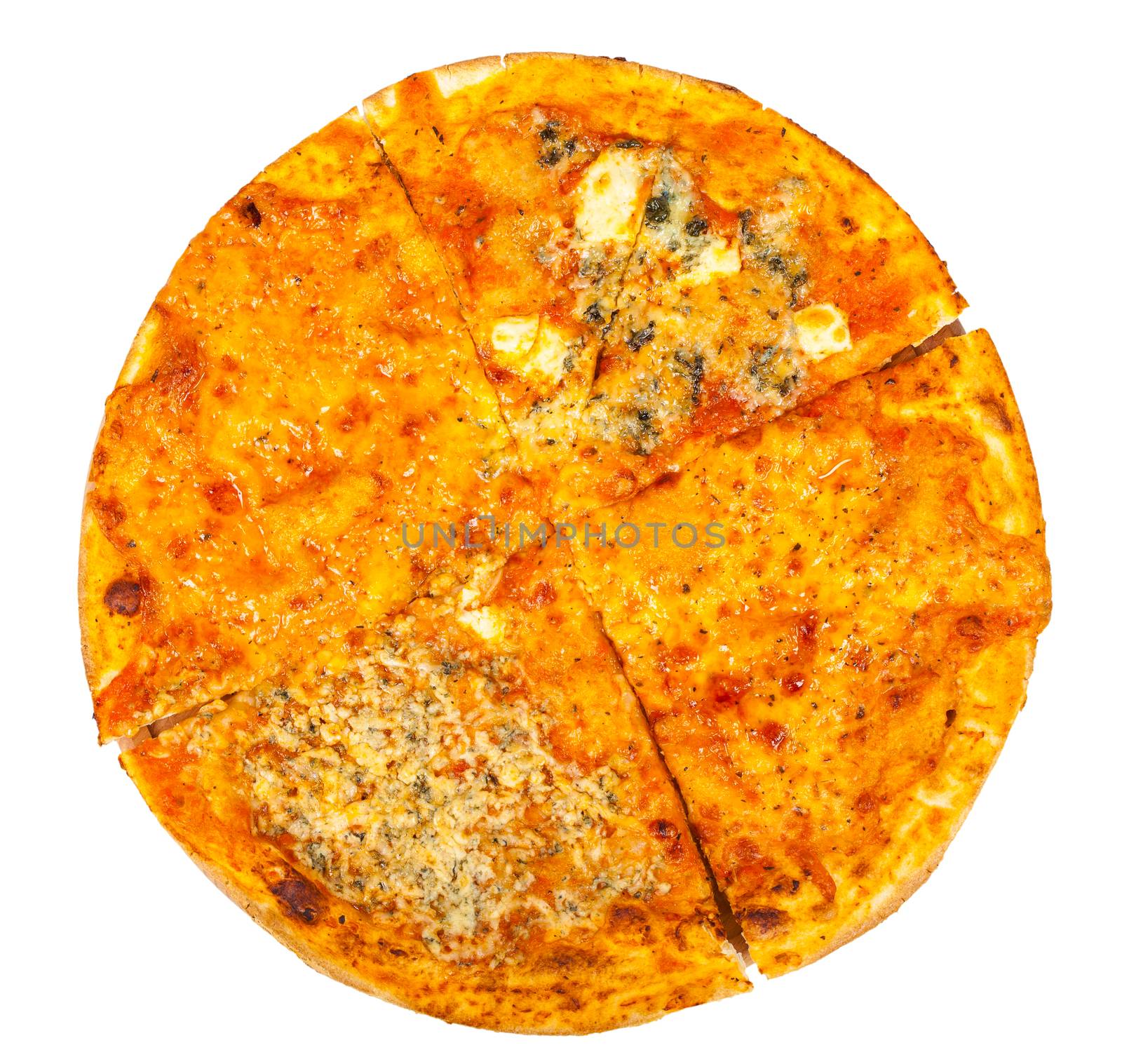 pizza four cheese isolated on a white background