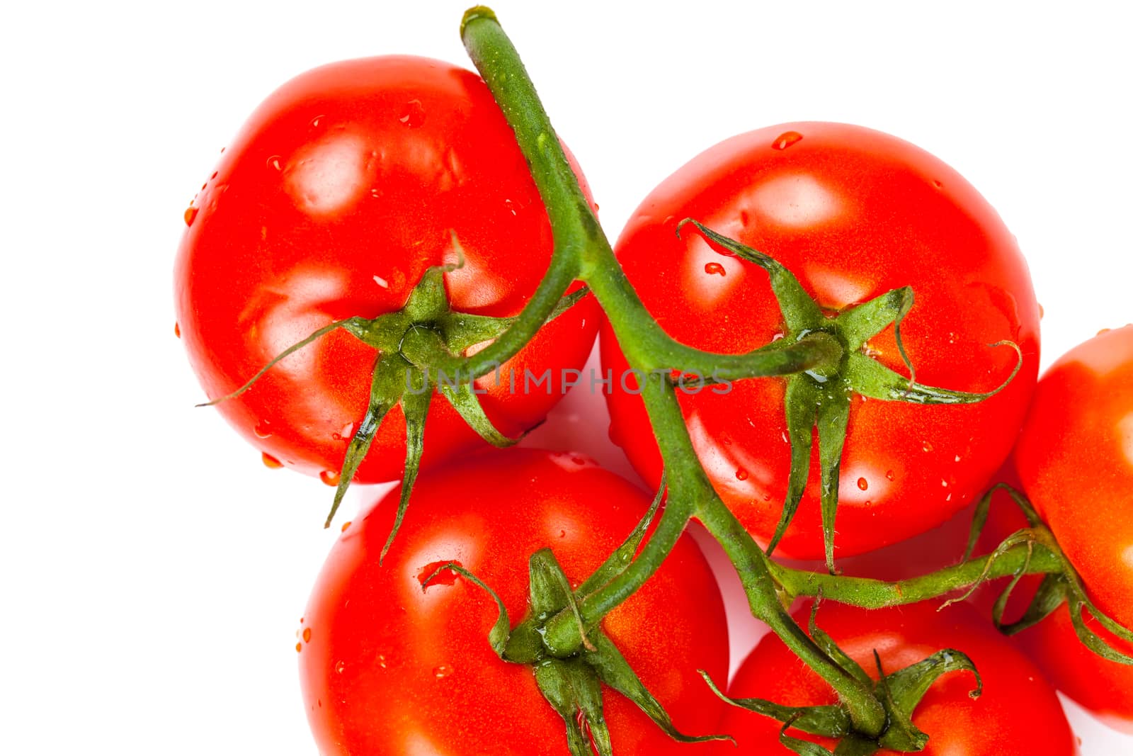 bunch of ripe tomatoes closeup isolated on white background