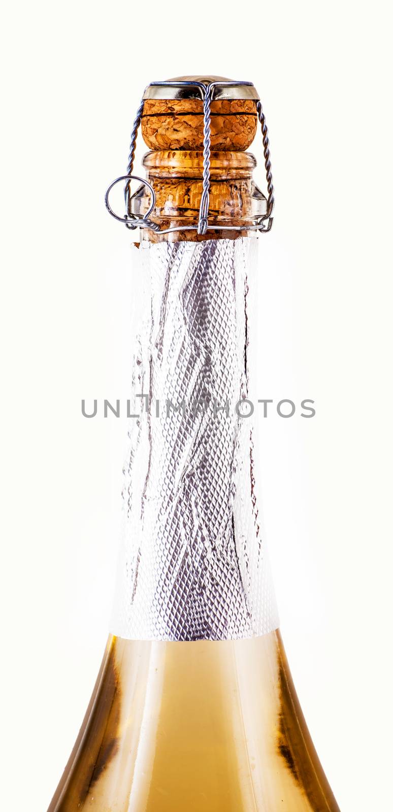 bottle of champagne isolated on a white background