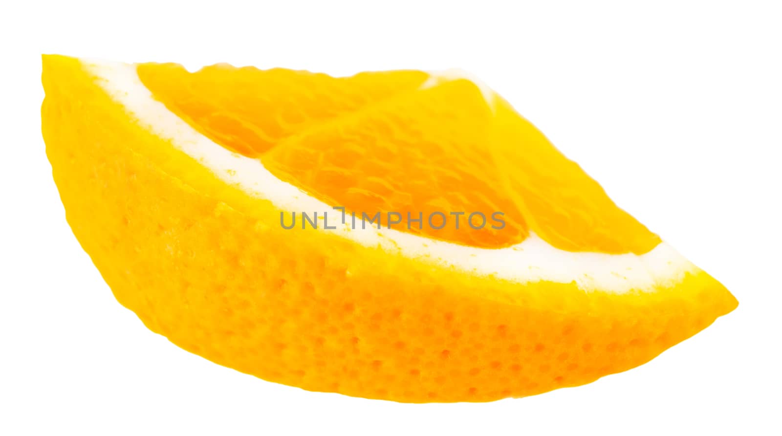 piece of orange closeup isolated on white background