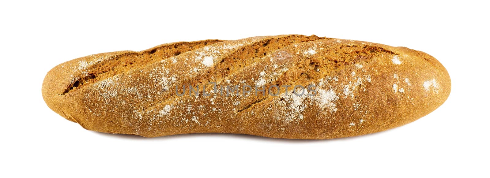 one black bread isolated on a white background