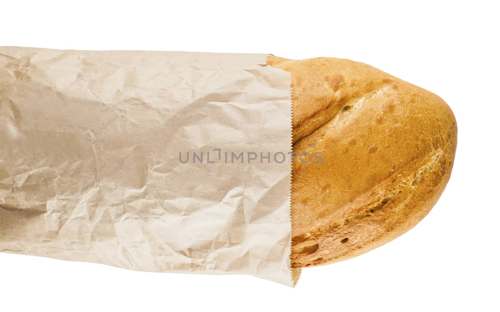 bread in paper packing isolated on a white background