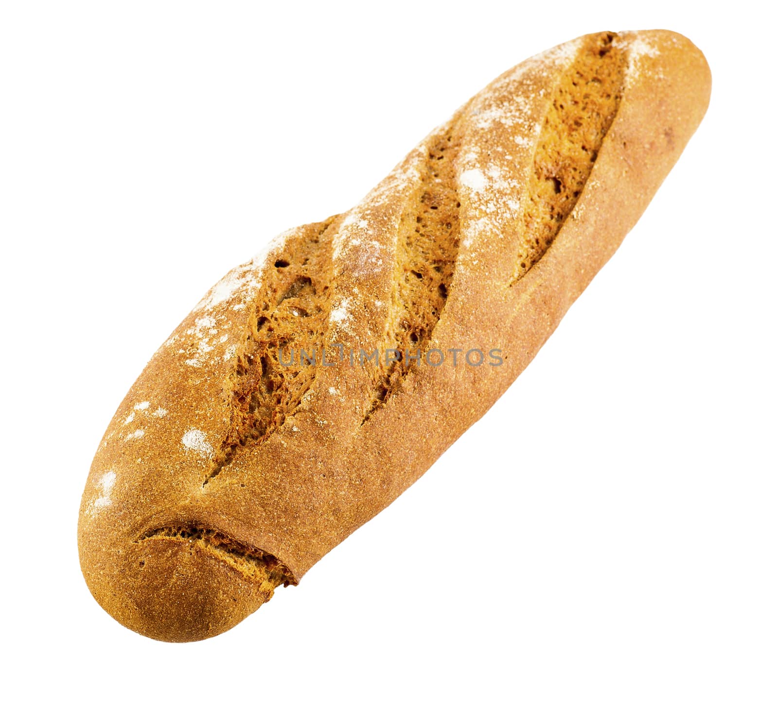 baguette black bread isolated on a white background