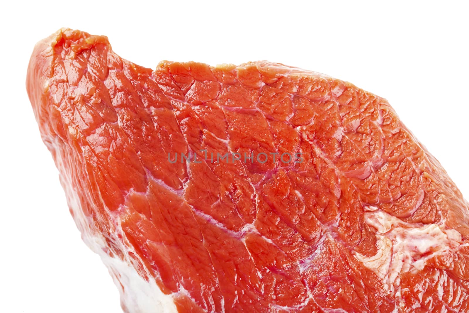 raw Beef sirloin closeup isolated on a white background