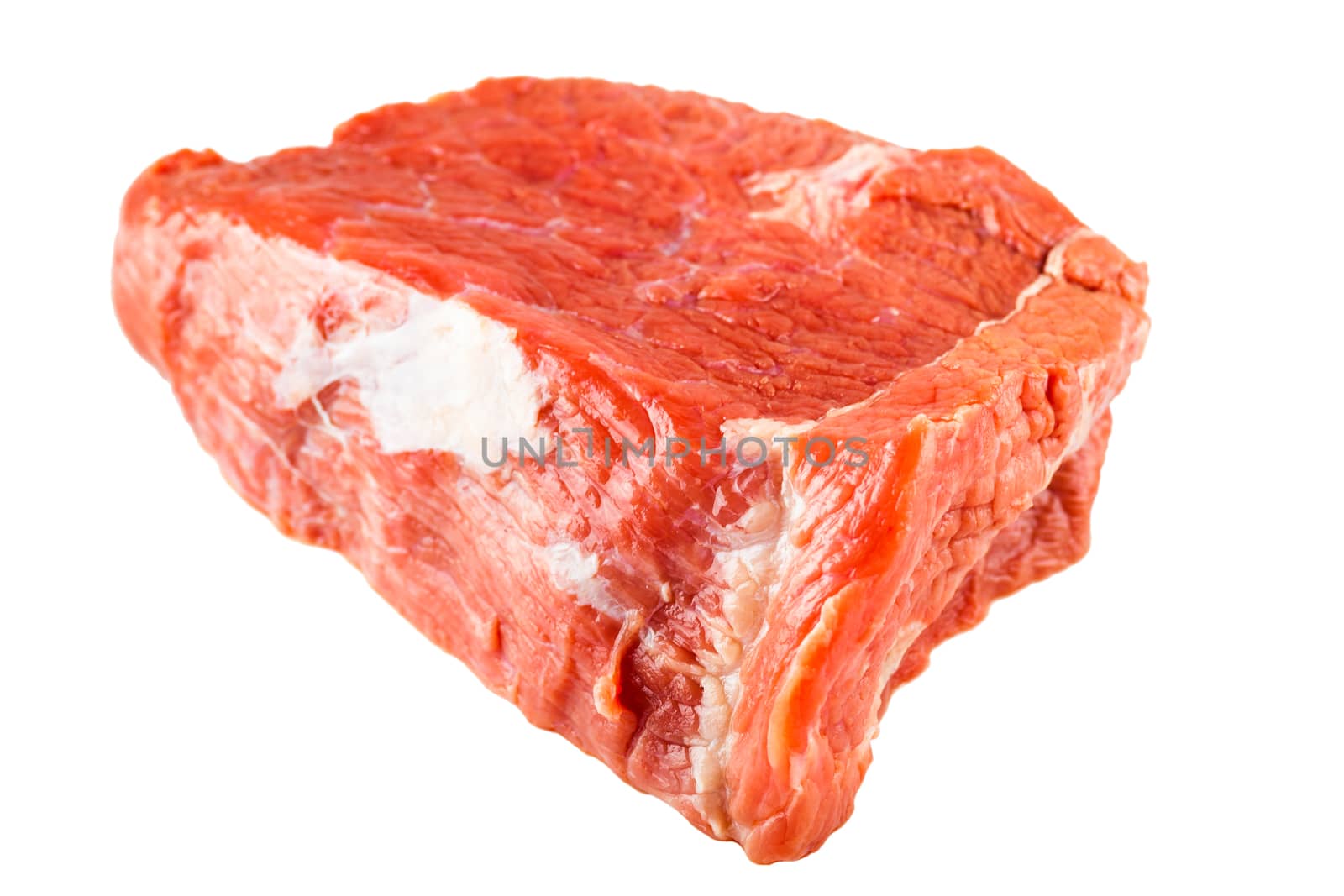 raw Beef sirloin on a white background isolated