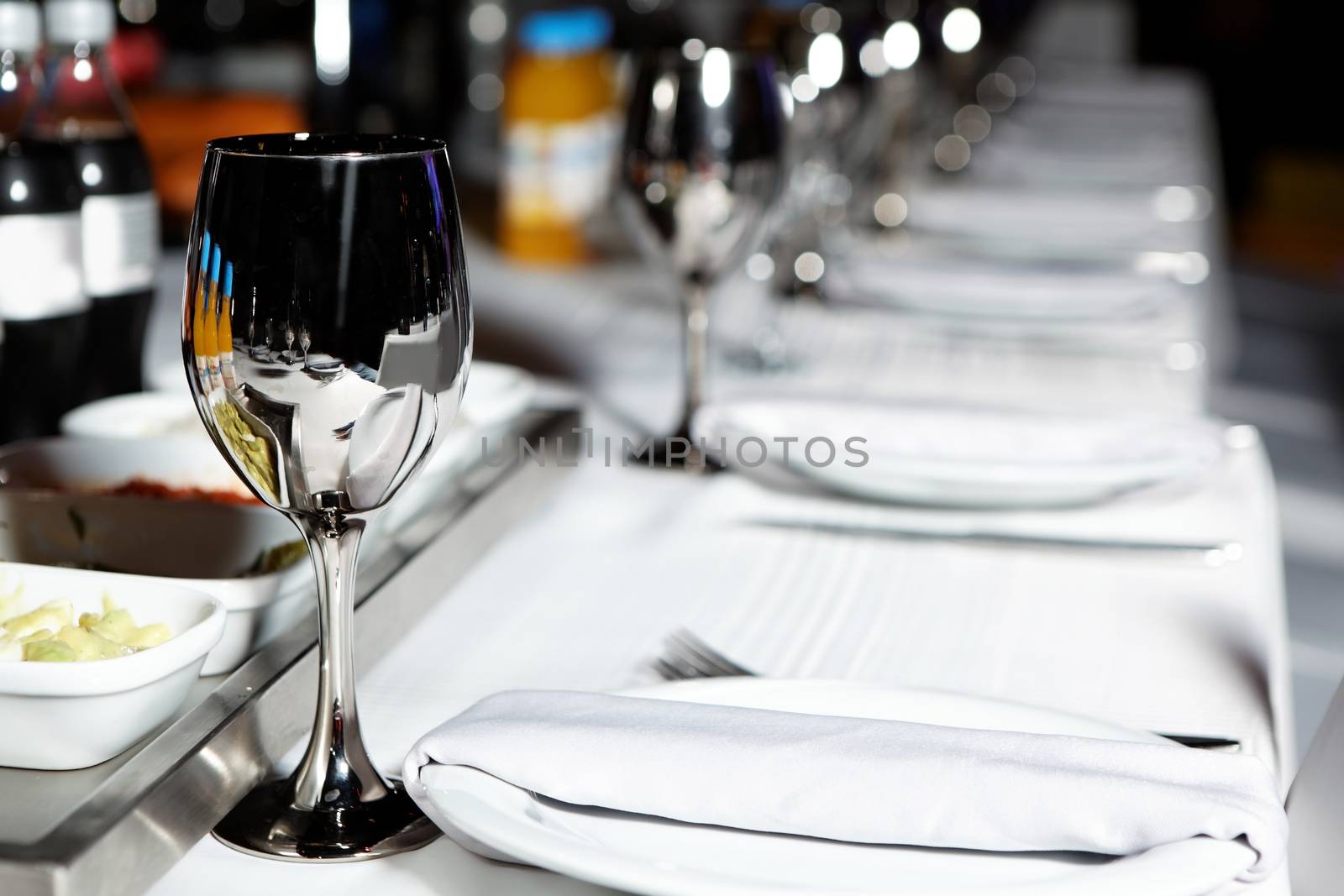 served banquet table for a festive  romantic evening