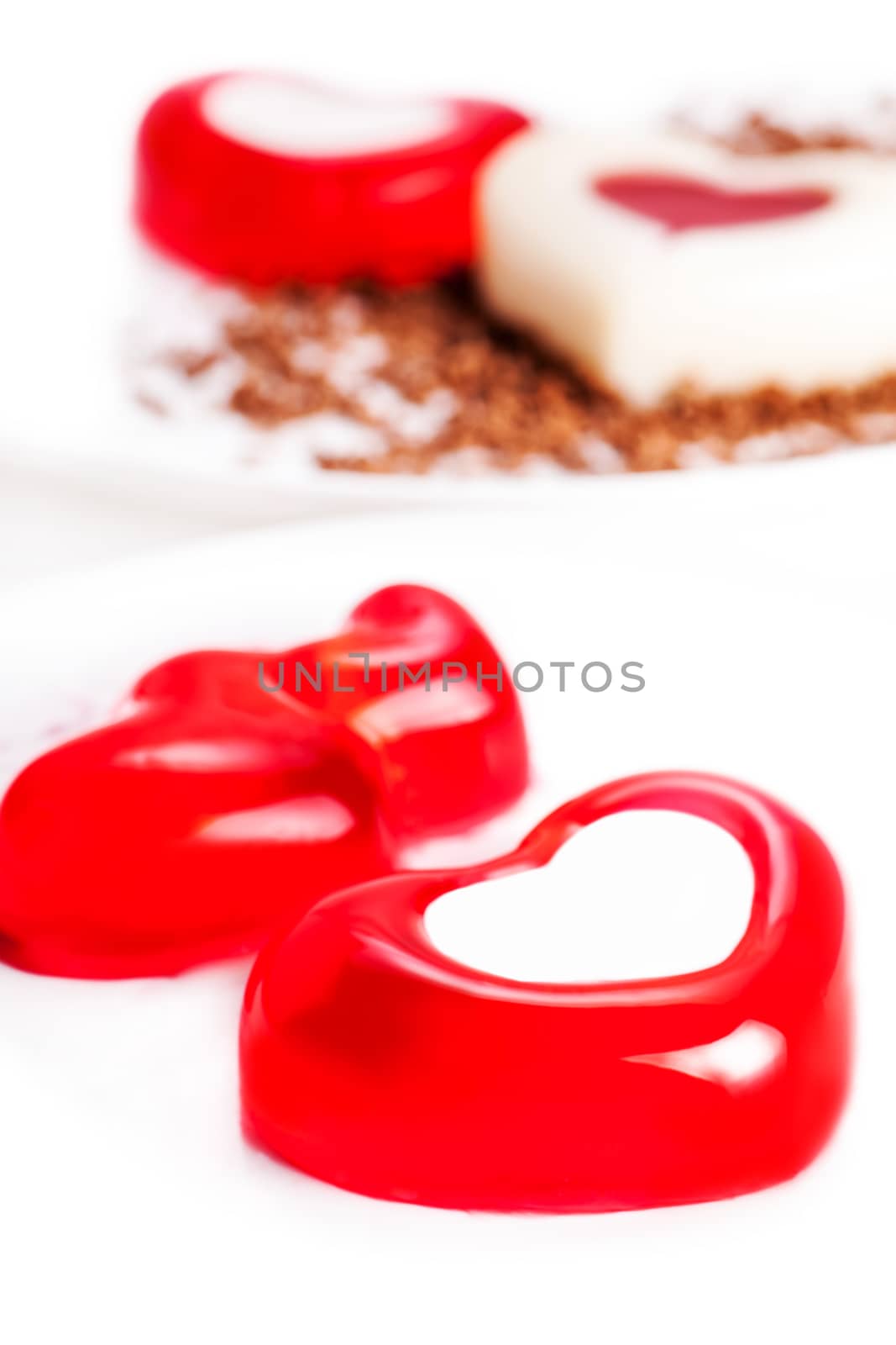 jelly hearts in the form on a light background