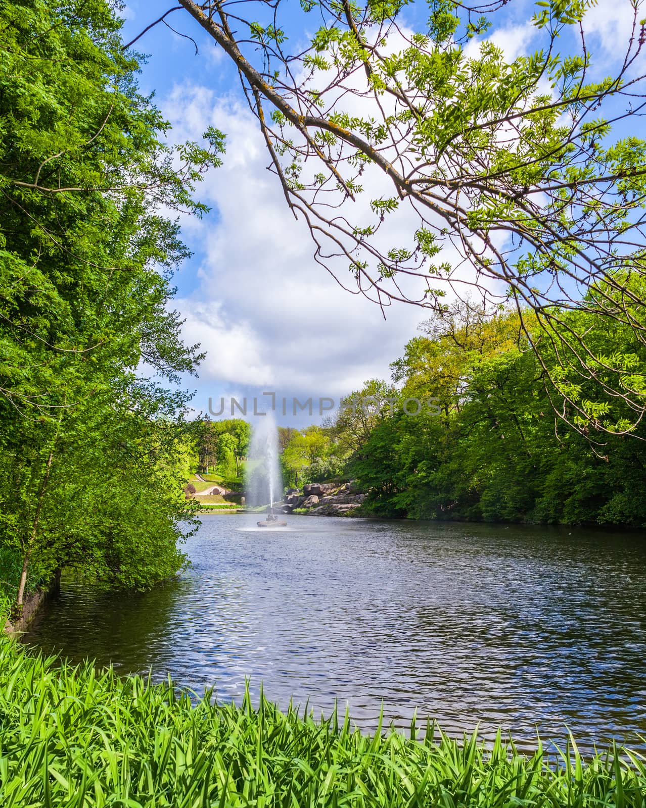 lake with fountain in the park of Sophia