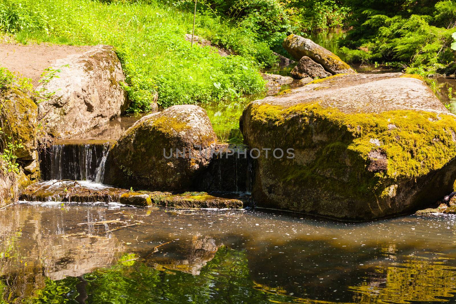 stream of water flowing into the river