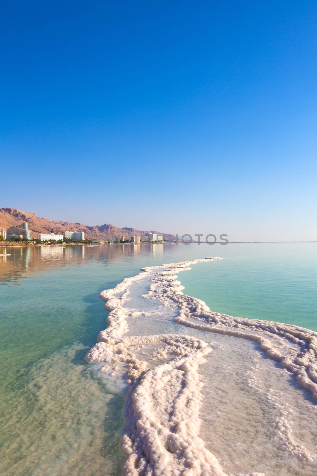 Landscape Dead Sea coastline in summer day