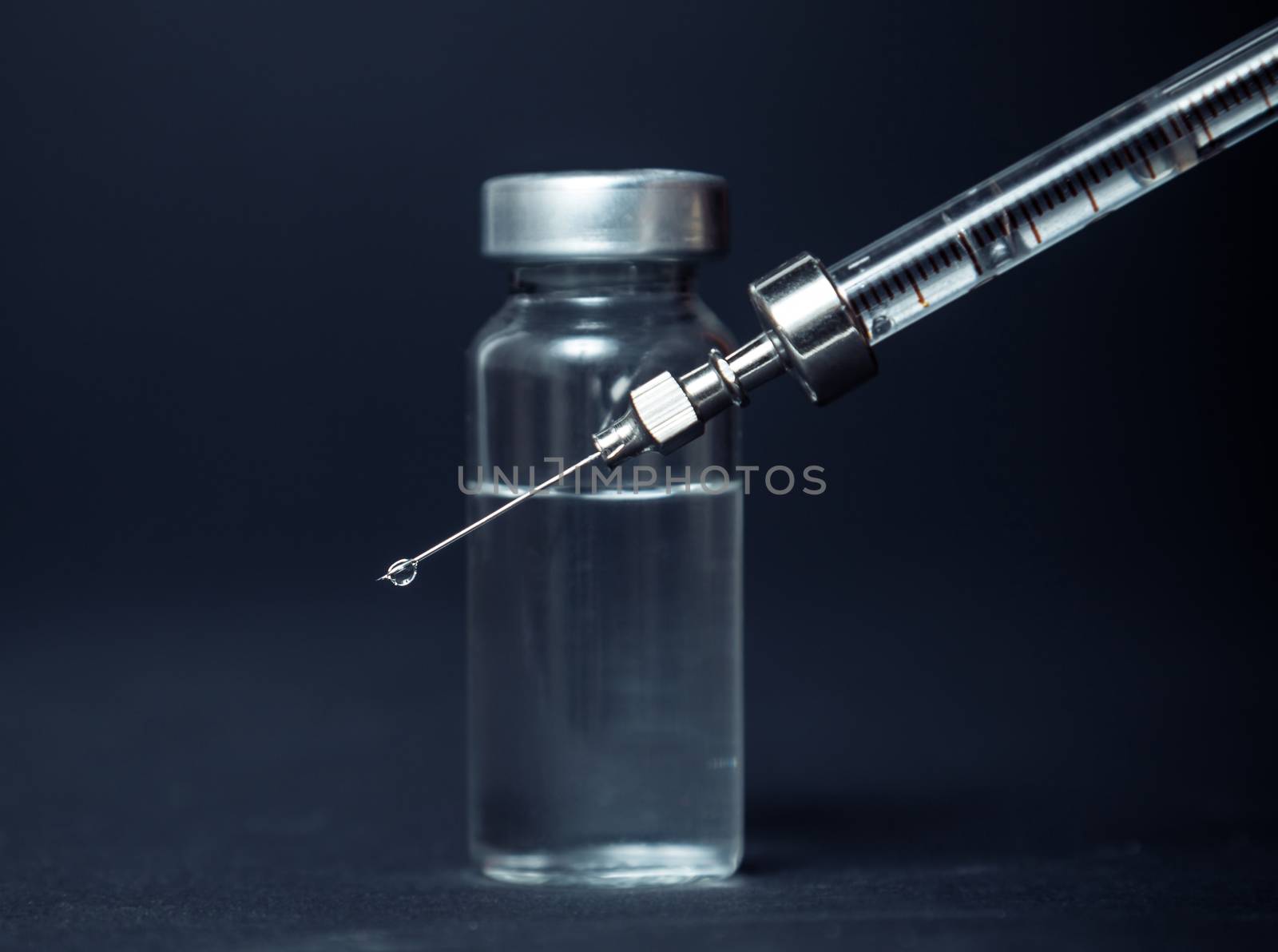therapeutic injection closeup, medicine background