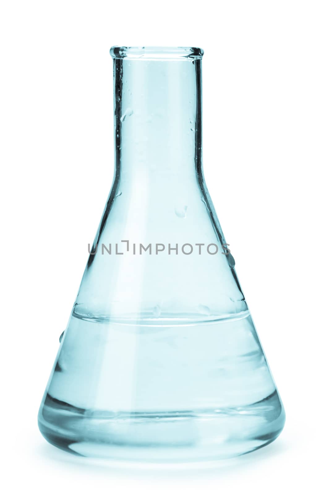 flasks with reagents isolated on white background