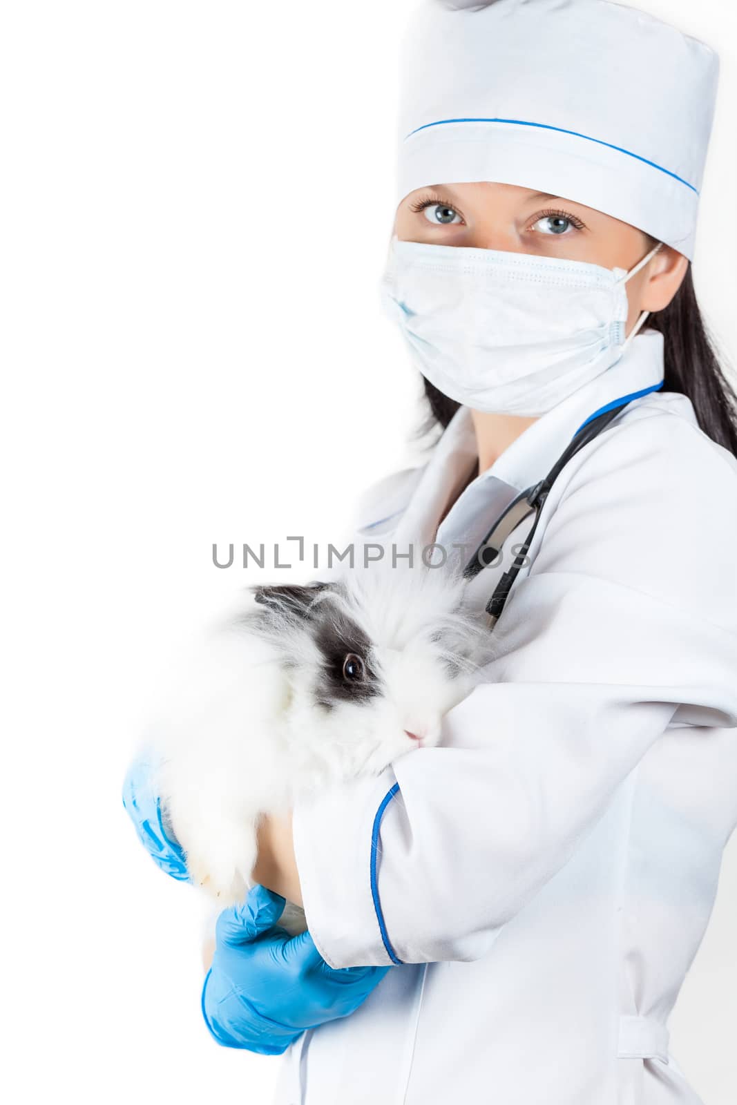 portrait of a doctor with a decorative rabbit  by MegaArt