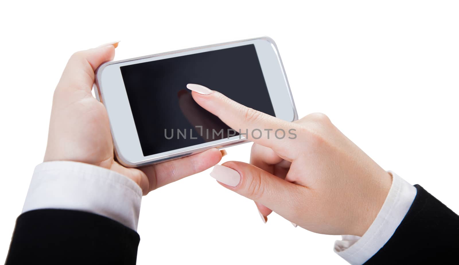 female hands holding,isolated white background