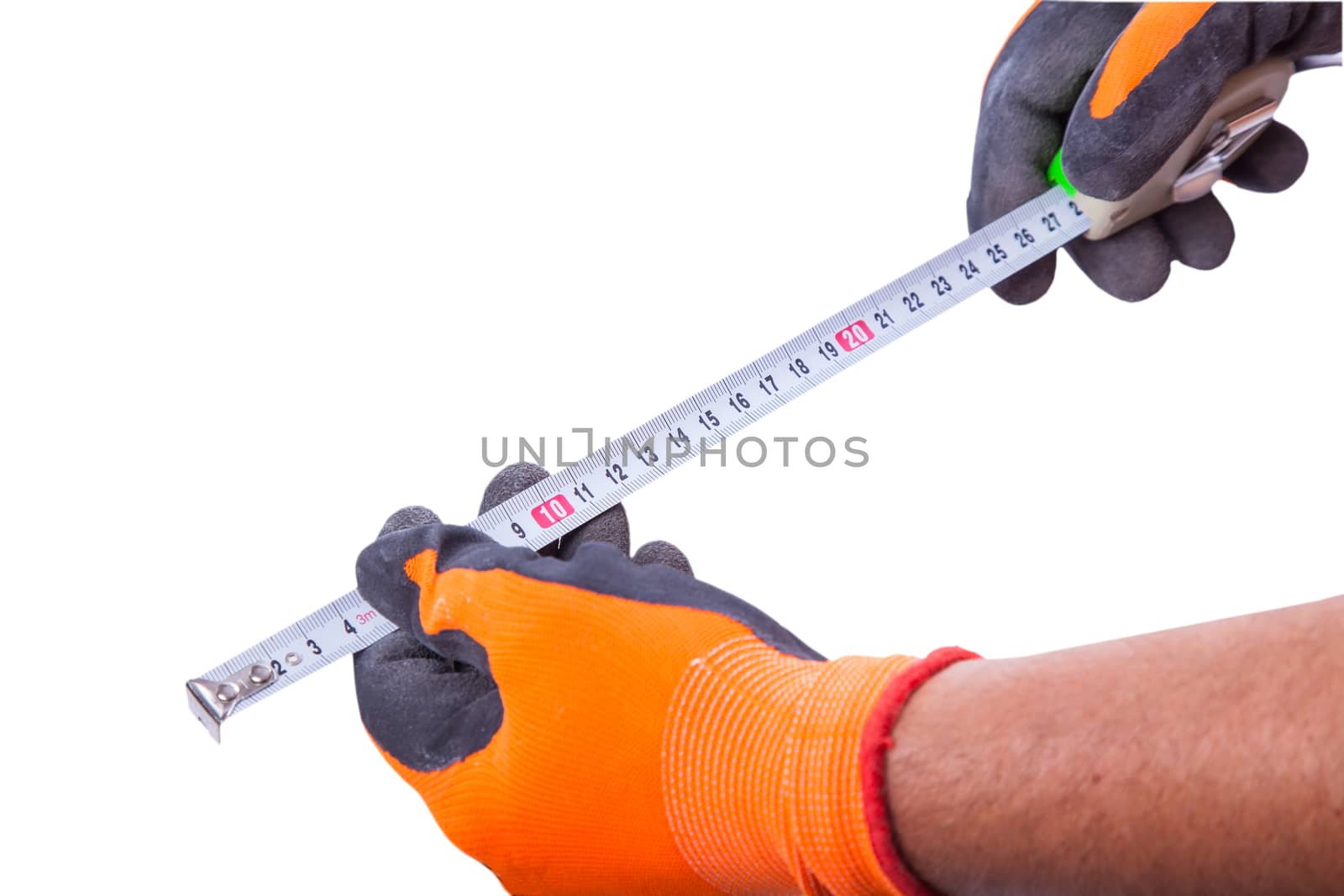  hands work gloves keep roulette isolated on a white background