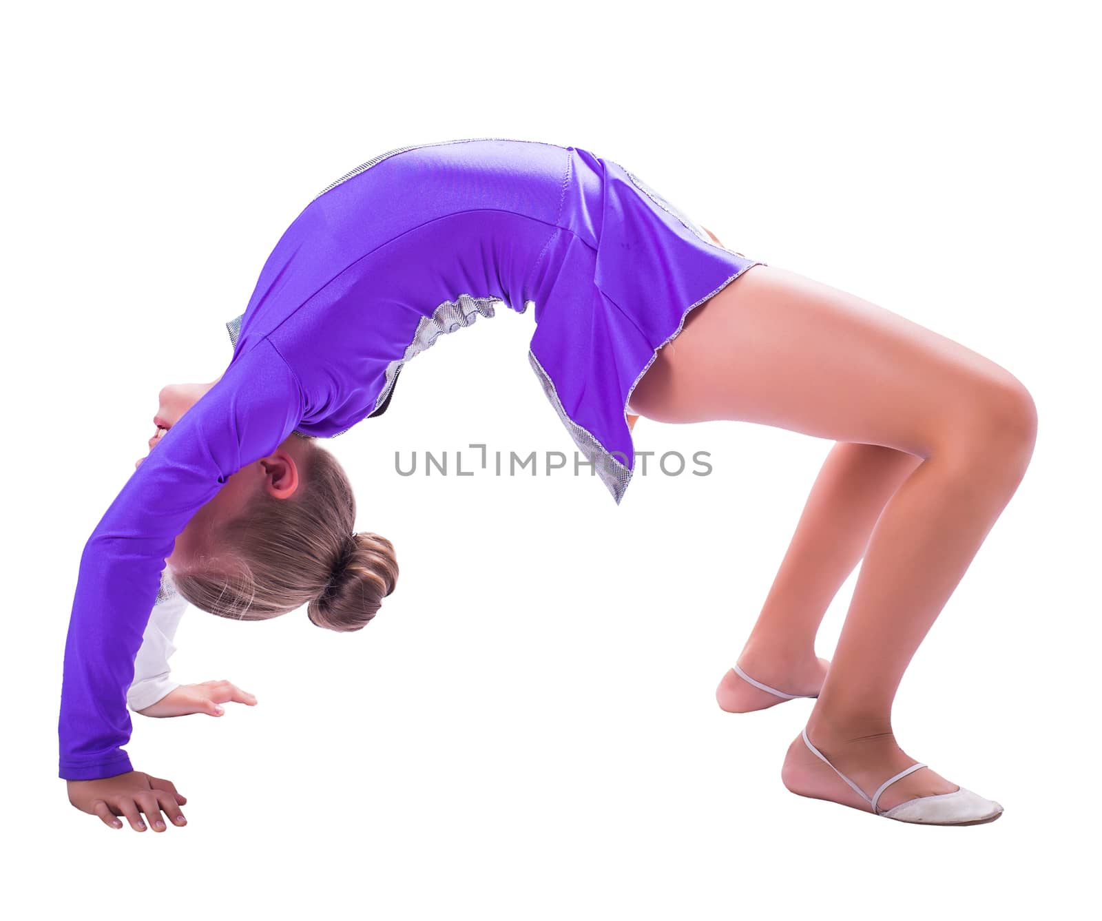  gymnast standing on the bridge isolated white background