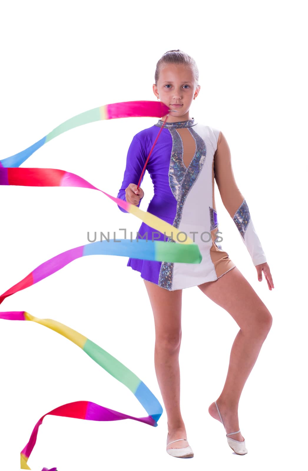 girl gymnast with ribbon in hand  by MegaArt