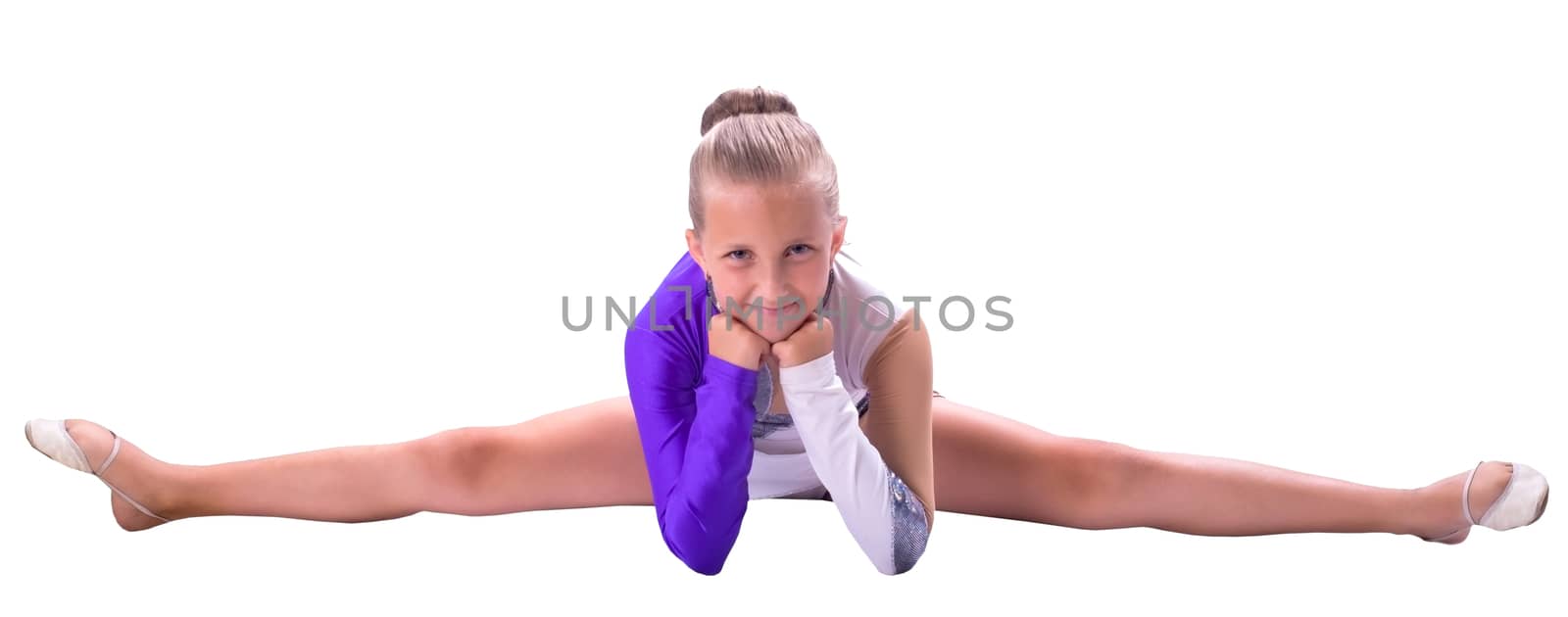 gymnast on twine isolated on white background