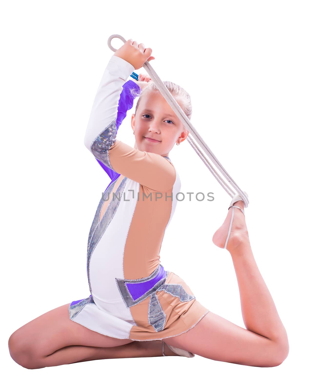 gymnast girl sitting with a rope  by MegaArt