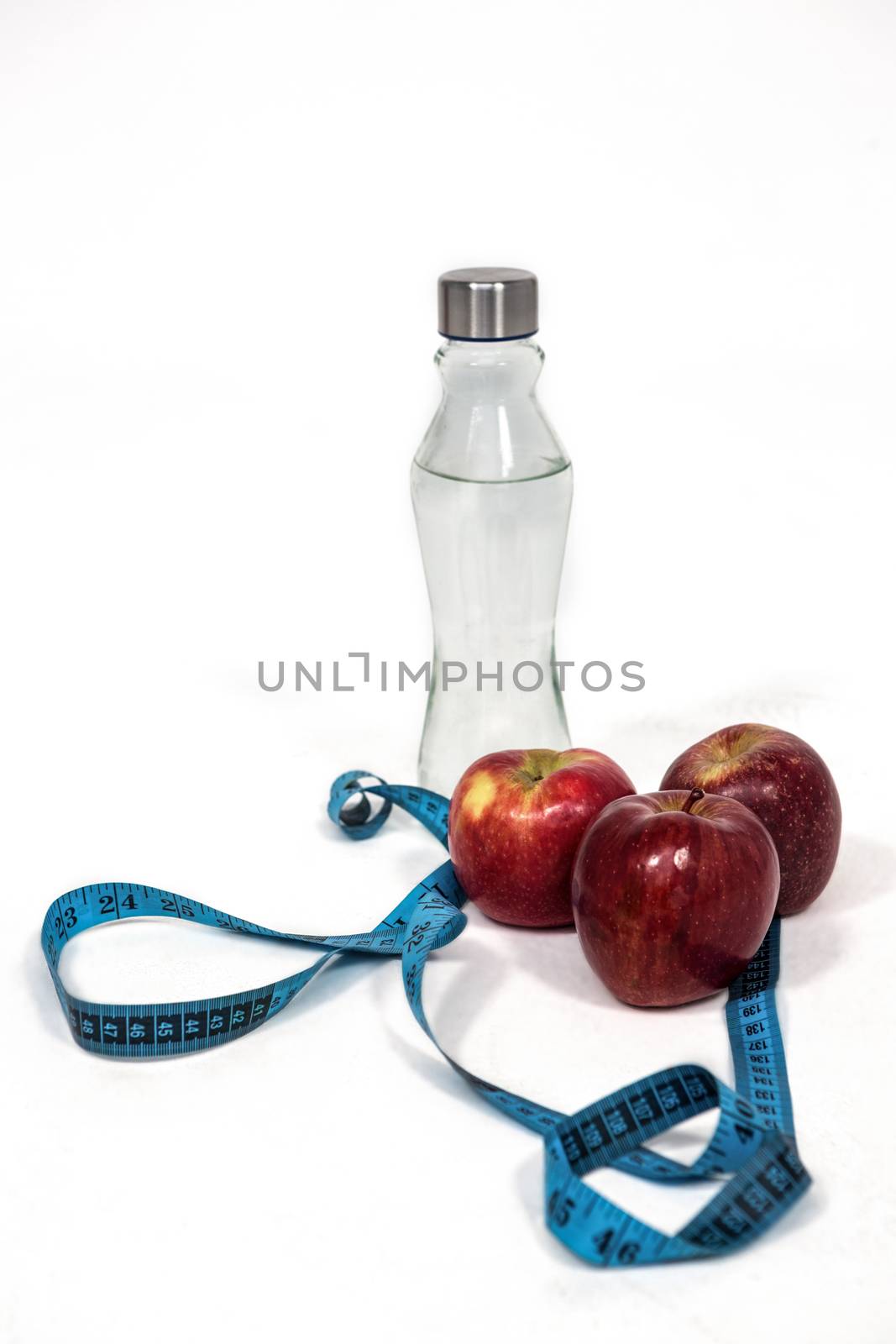 Ingredients for a healthy lifestyle on white background