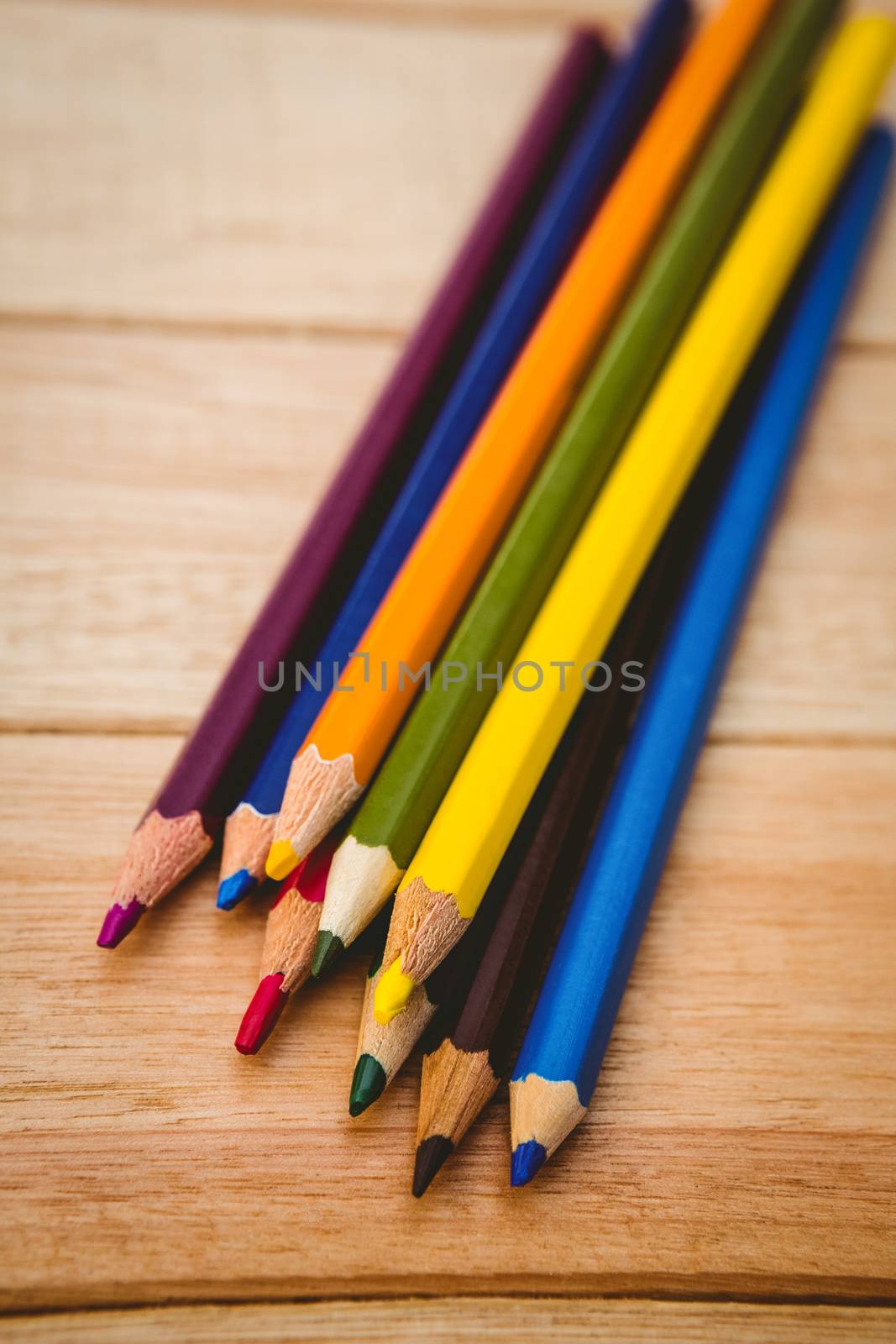 Close up view of pencil on wood desk