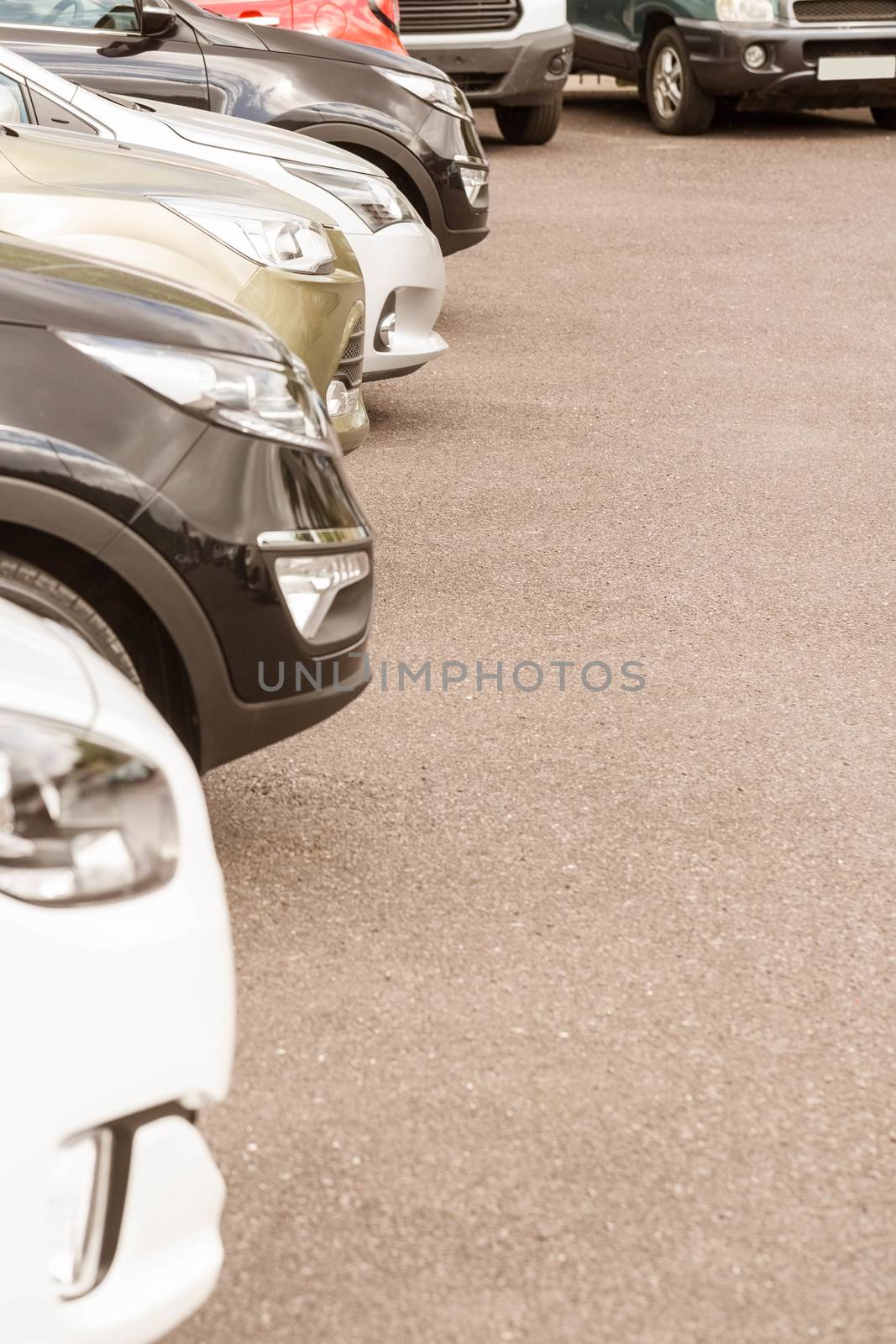 View of row new car at new car showroom