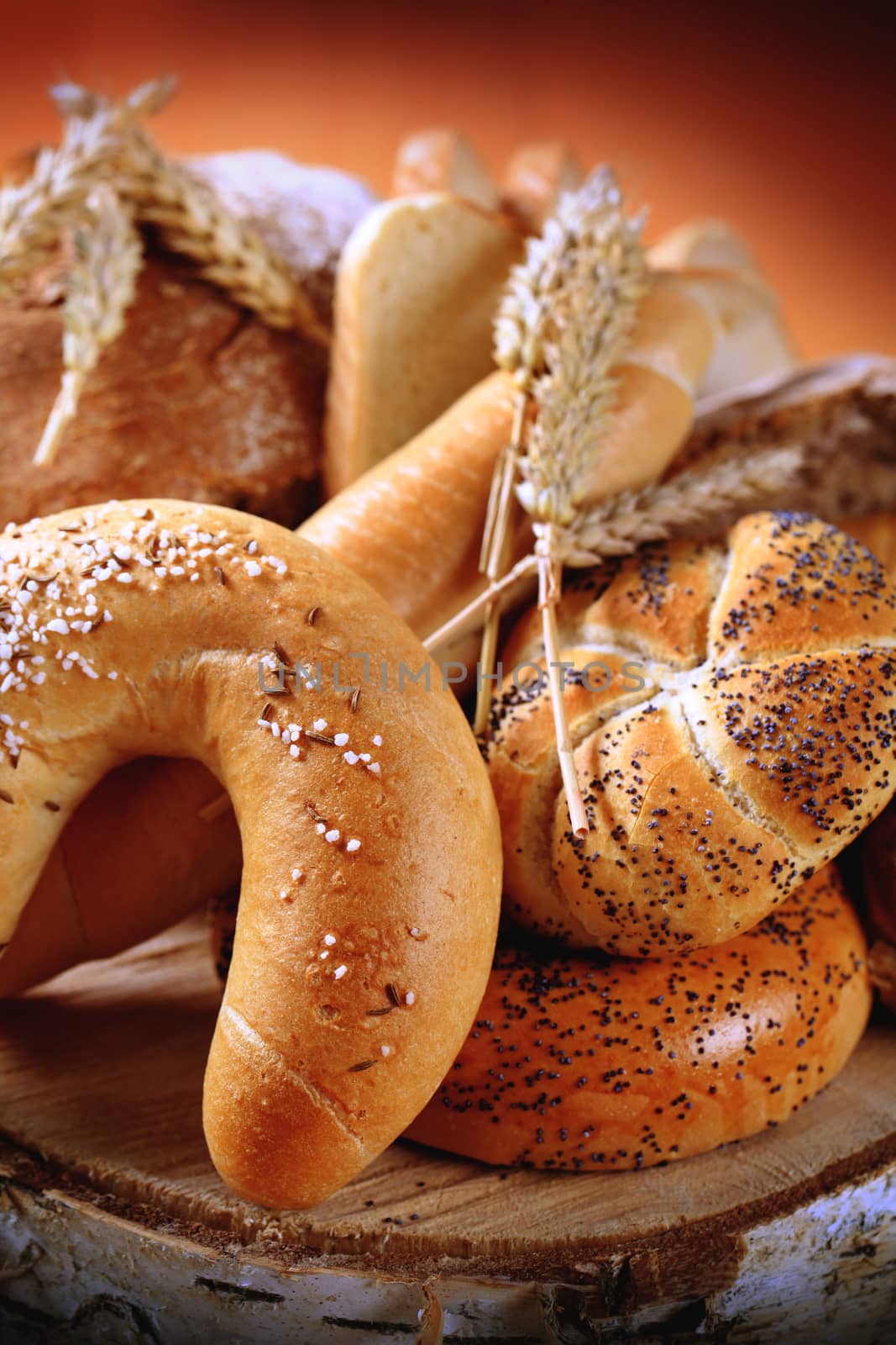 Variety of fresh bread and rolls by Digifoodstock