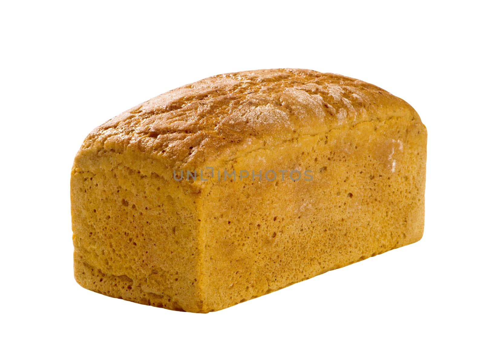 Loaf of brown bread isolated on white