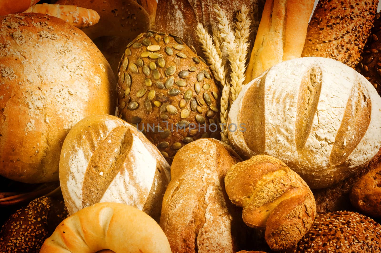 Variety of bread - full frame