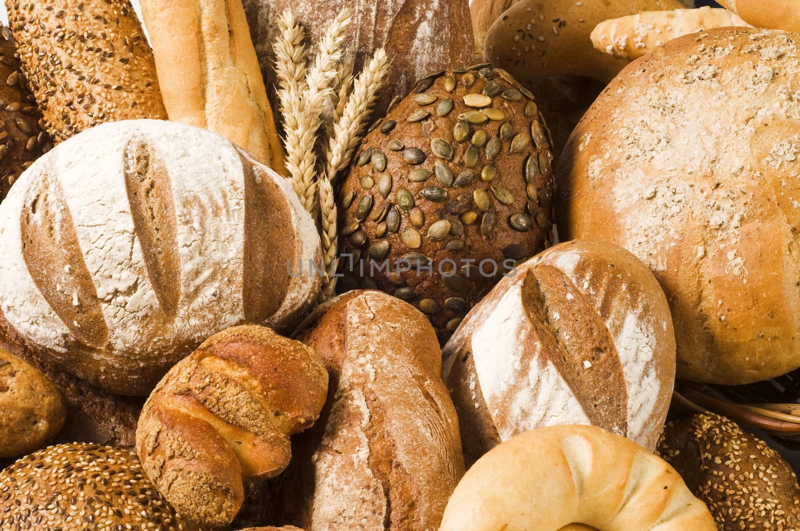 Variety of bread - full frame