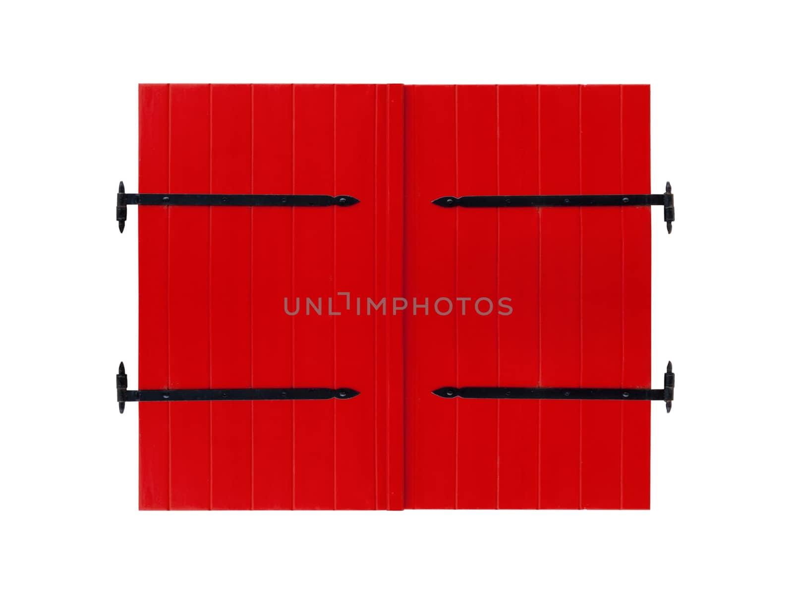 Red wooden door  isolated on white background