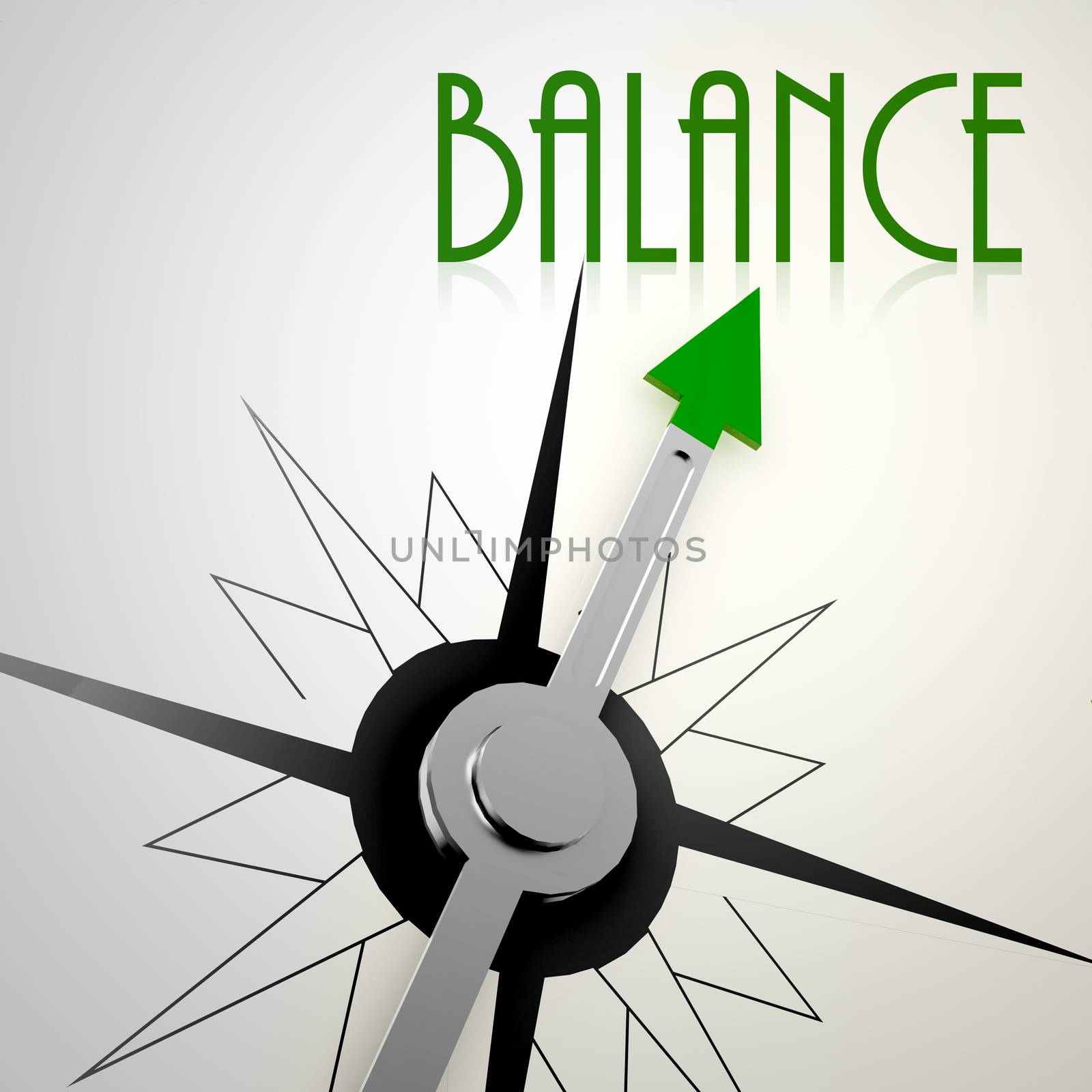 Balance on green compass. Concept of healthy lifestyle