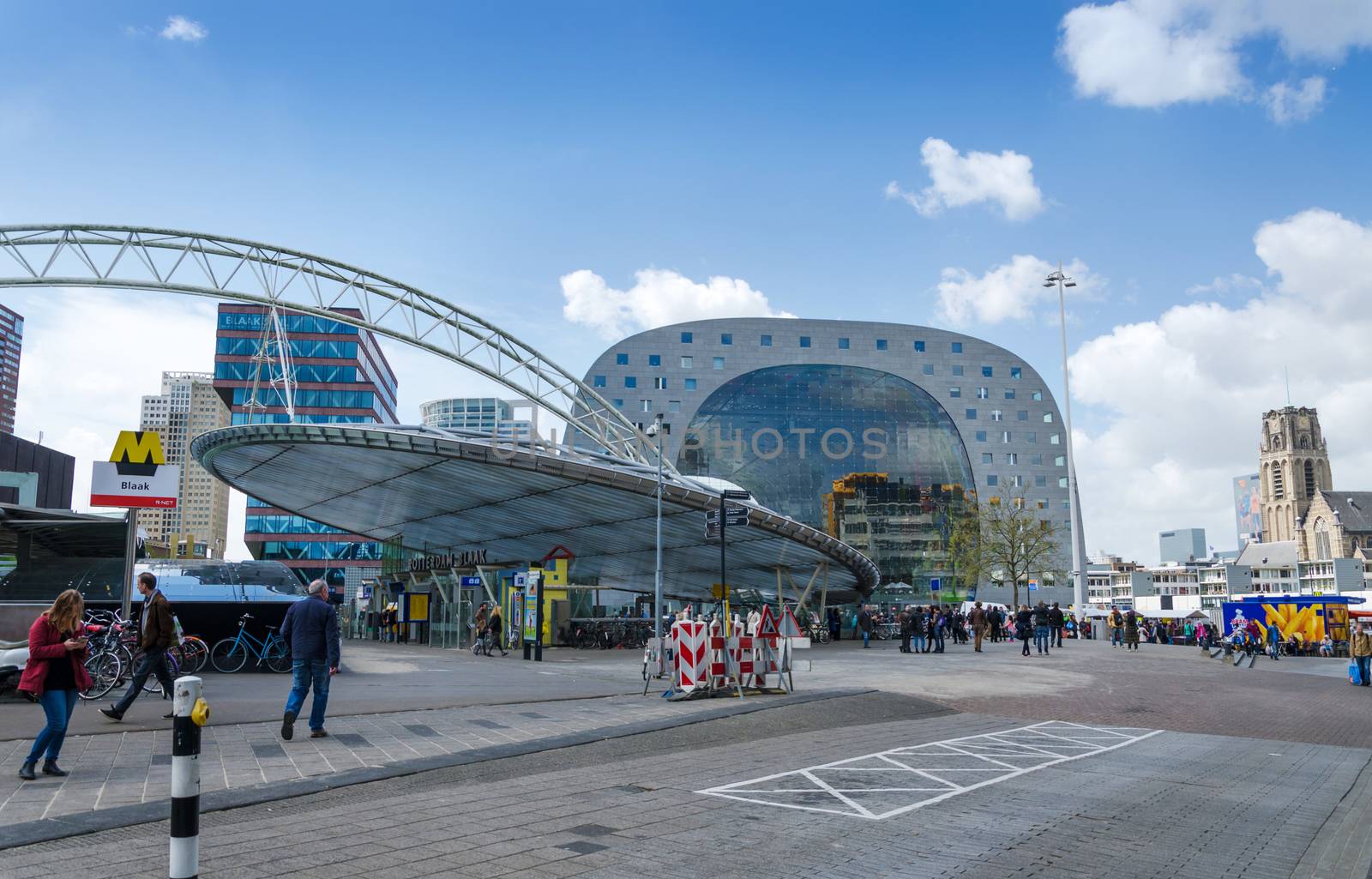 Rotterdam, Netherlands - May 9, 2015: People visit Markthal  (Market hall) in Rotterdam by siraanamwong