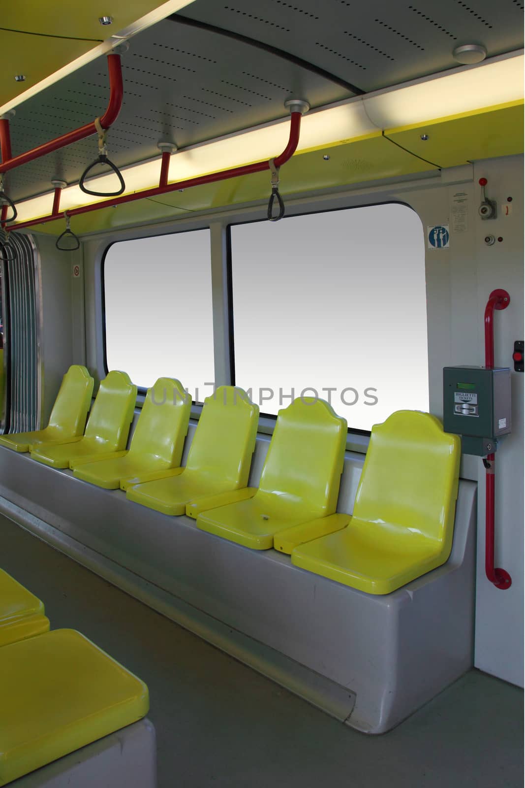 tram and train wagon with seats
