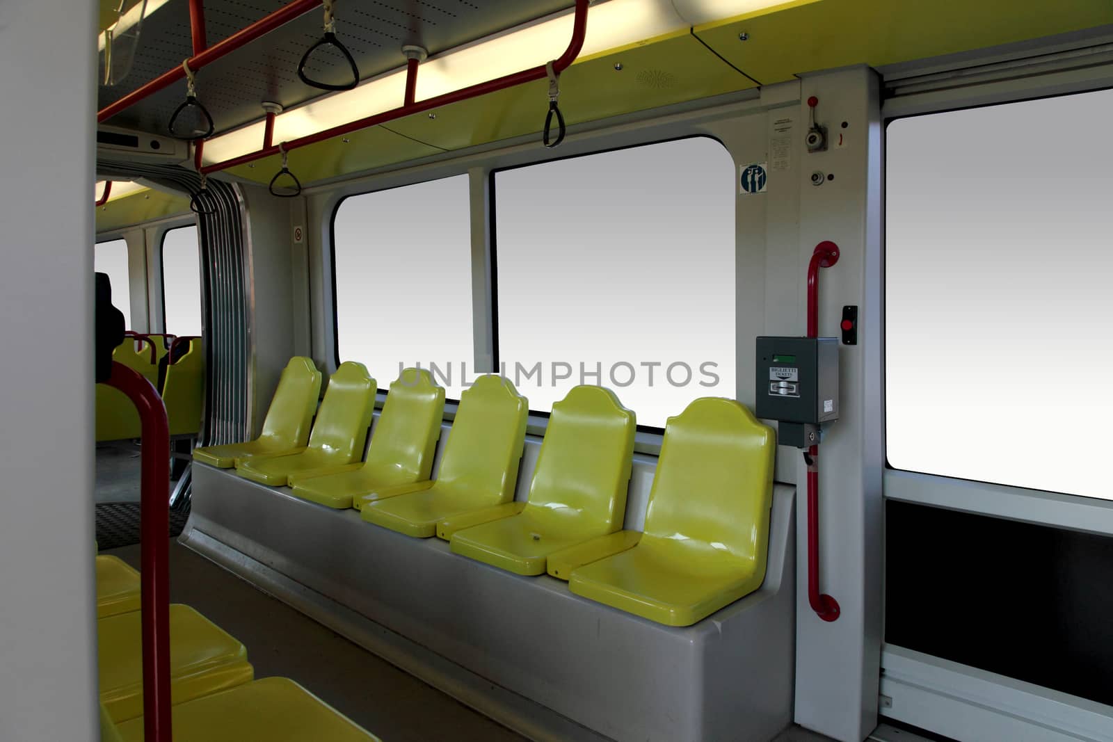 tram and train wagon with seats