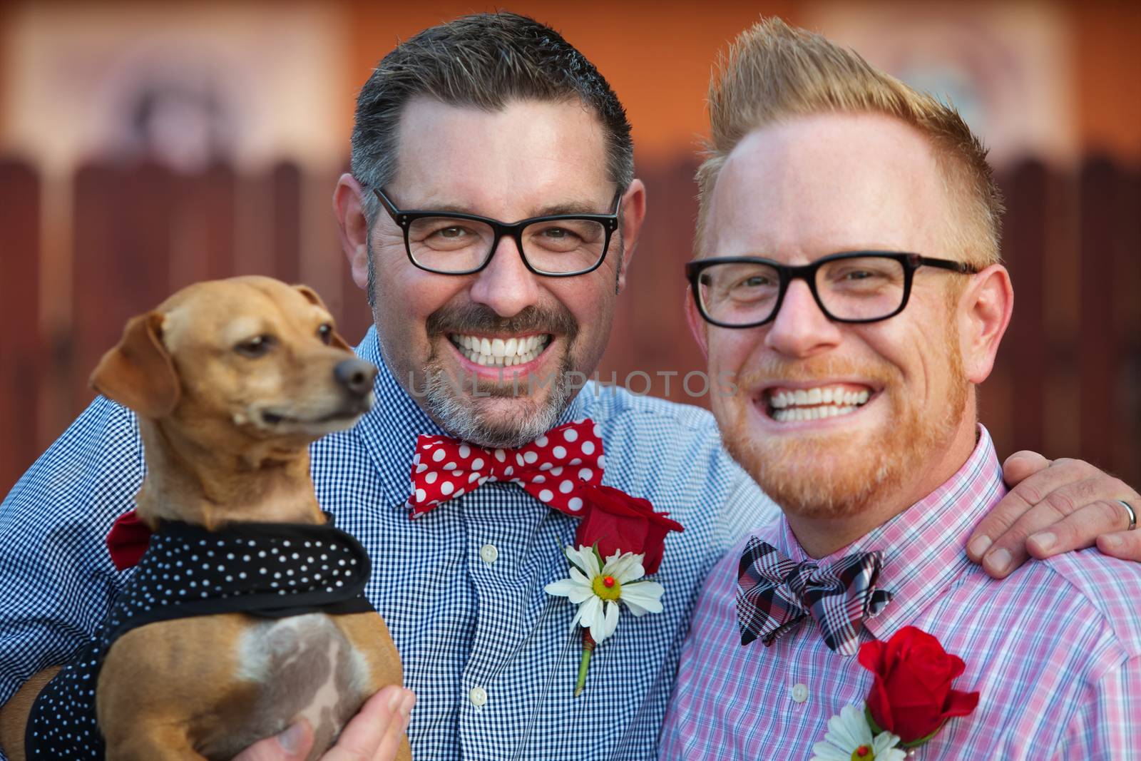 Outdoor marriage ceremony for male gay couple