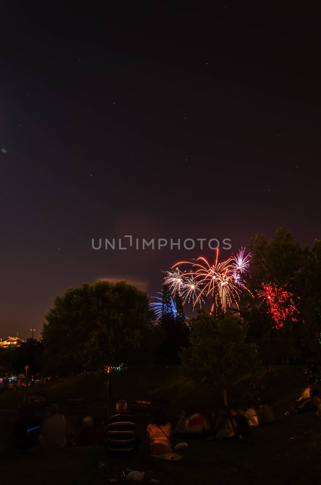 Very beautiful firework in to the sky of Pamplona/ Spain in celebrating