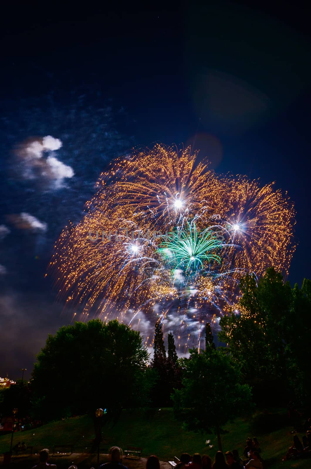 Very beautiful firework in to the sky of Pamplona/ Spain in celebrating