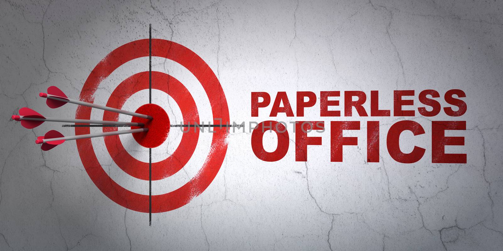 Business concept: target and Paperless Office on wall background by maxkabakov