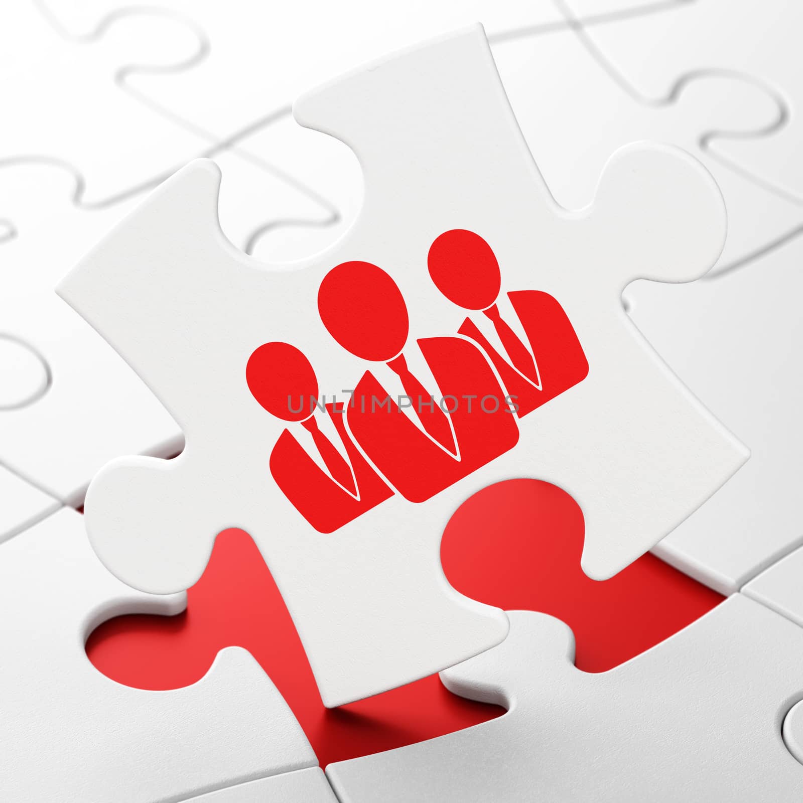 Finance concept: Business People on White puzzle pieces background, 3d render