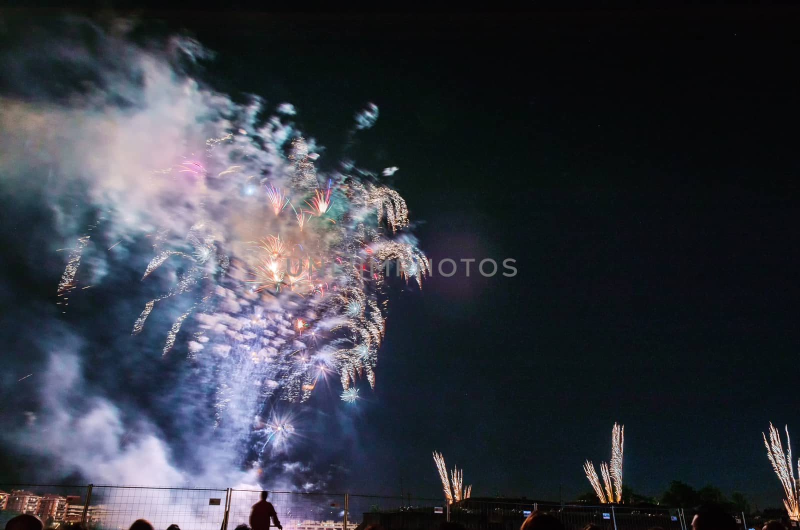 Very beautiful firework in to the sky of Pamplona/ Spain in celebrating