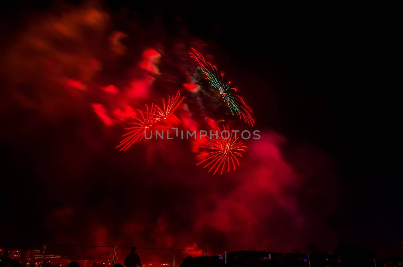 Very beautiful firework in to the sky of Pamplona/ Spain in celebrating